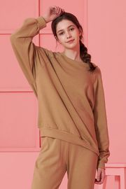 [Cielcoco] CLWT8075 Balance Sweat Shirt khaki beige, Sweats, Sportswear, Jogging Clothes, T-shirts, Fashion Sportswear, Casual tops _ Made in KOREA